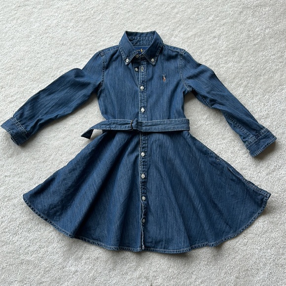 Polo Ralph Lauren | Dresses | Polo Ralph Lauren Girls Size 5 Denim Shirt  Dress | Poshmark
